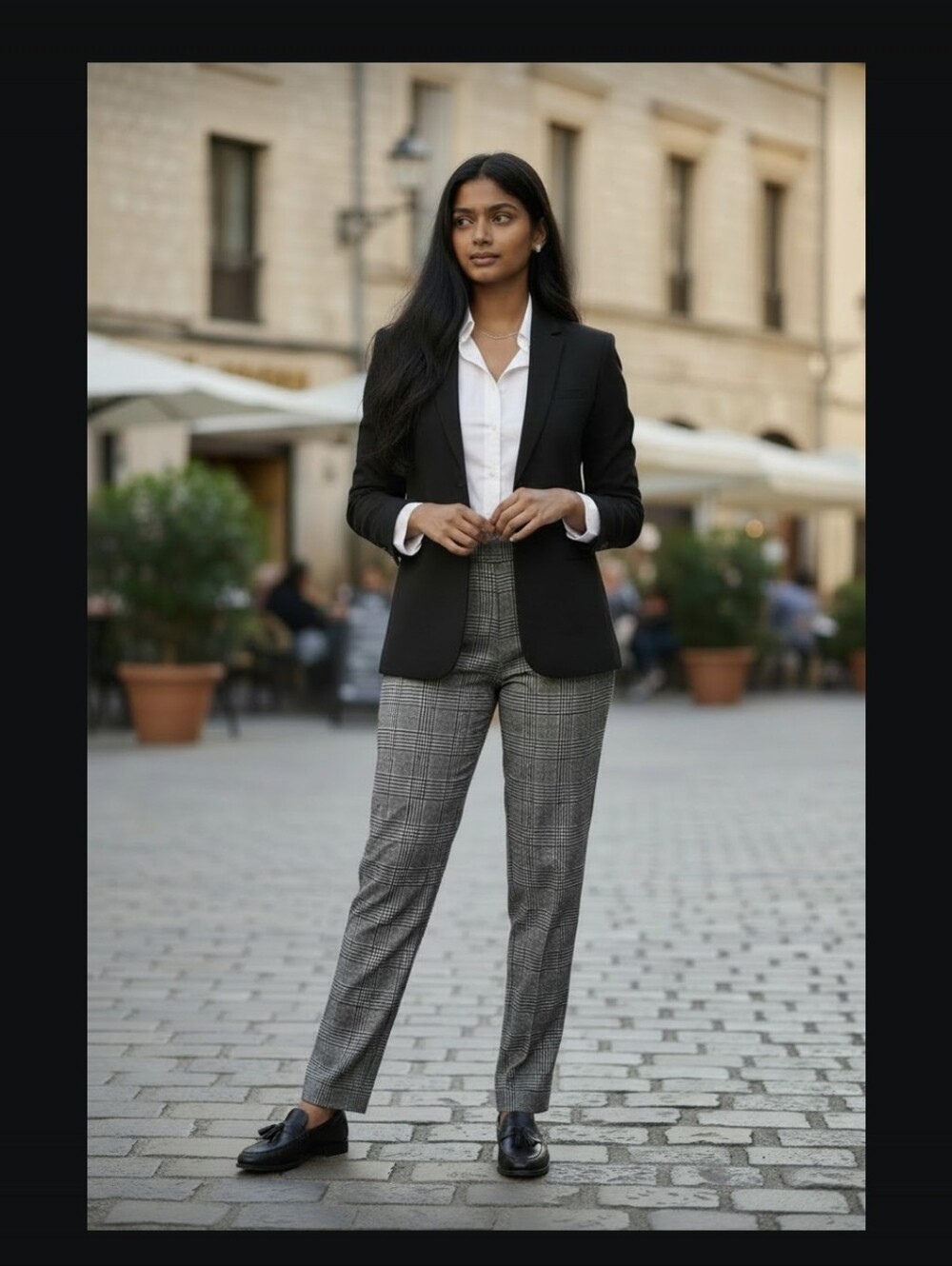 Anne Klein Gray Glen Plaid Straight-Leg Pull On Trousers- SP